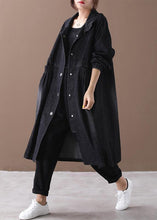 Load image into Gallery viewer, Women stand collar Cinched Fashion coat denim black loose outwears