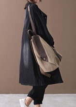 Load image into Gallery viewer, Women stand collar Cinched Fashion coat denim black loose outwears