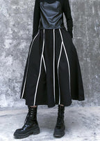 Women's Retro skirt high waist large black striped skirt new