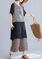 Women's clothing covering the belly nude wide-leg pants women's two-piece suit for fat women