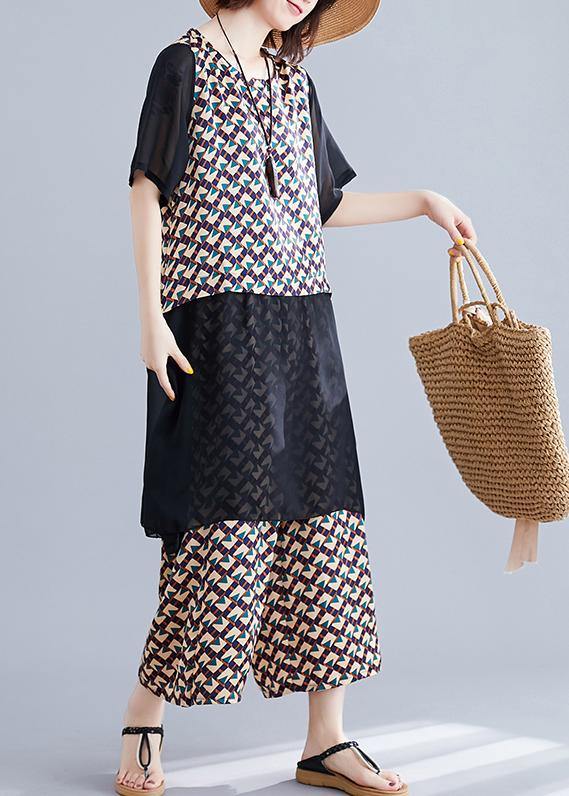 Women's clothing covering the belly nude wide-leg pants women's two-piece suit for fat women