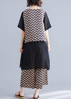 Women's clothing covering the belly nude wide-leg pants women's two-piece suit for fat women