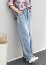 Load image into Gallery viewer, Women&#39;s pants elastic waist tie Tencel denim pants fat legs pants
