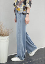 Load image into Gallery viewer, Women&#39;s pants elastic waist tie Tencel denim pants fat legs pants