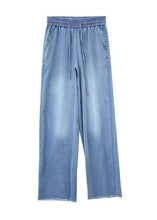 Load image into Gallery viewer, Women&#39;s pants elastic waist tie Tencel denim pants fat legs pants