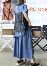 Load image into Gallery viewer, Sold Out- trendy large size thin western denim blue Vest wide leg pants two-piece suit