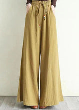 Load image into Gallery viewer, Yellow Pockets Patchwork Cotton Wide Leg Pants Spring