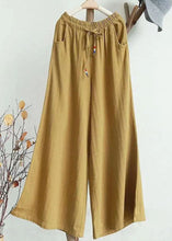 Load image into Gallery viewer, Yellow Pockets Patchwork Cotton Wide Leg Pants Spring
