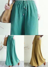 Load image into Gallery viewer, Yellow Pockets Patchwork Cotton Wide Leg Pants Spring