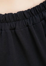 Load image into Gallery viewer, black casual cotton blended skirts loose one side drawstring elastic waist aline skirts