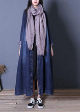 Load image into Gallery viewer, boutique oversize long fall denim blue patchwork Button Down women coats