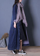 Load image into Gallery viewer, boutique oversize long fall denim blue patchwork Button Down women coats