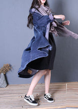 Load image into Gallery viewer, boutique oversize long fall denim blue patchwork Button Down women coats