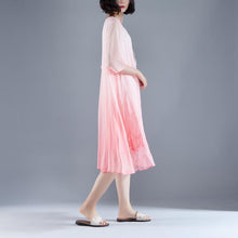 Load image into Gallery viewer, boutique summer dress bohemian style Flower Summer Fake Two-piece Retro Pink Dress