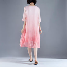 Load image into Gallery viewer, boutique summer dress bohemian style Flower Summer Fake Two-piece Retro Pink Dress