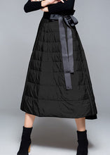 Load image into Gallery viewer, diy Black High Waist tie waist A Line Winter Duck Down Skirts
