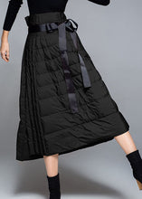 Load image into Gallery viewer, diy Black High Waist tie waist A Line Winter Duck Down Skirts