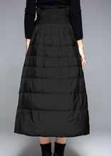 Load image into Gallery viewer, diy Black High Waist tie waist A Line Winter Duck Down Skirts