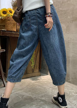 Load image into Gallery viewer, diy Blue fashion Pockets denim Pants Spring
