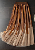 diy Chocolate High Waist Print Pleated Fall Skirt