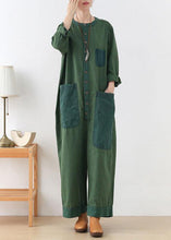 Load image into Gallery viewer, diy Green Retro Casual Fall Denim Romper Outfit