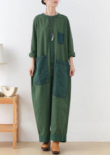 Load image into Gallery viewer, diy Green Retro Casual Fall Denim Romper Outfit