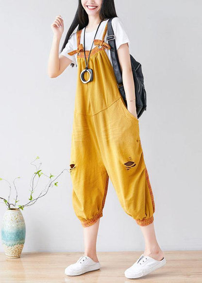 diy Yellow Pockets Patchwork Plaid Fall Outfits Rompers Cotton