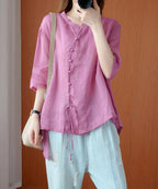 diy pink clothes For Women stand collar asymmetric blouse