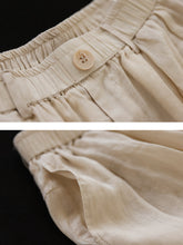 Load image into Gallery viewer, Women Vintage Solid Button Pleat Summer Ramie Pants