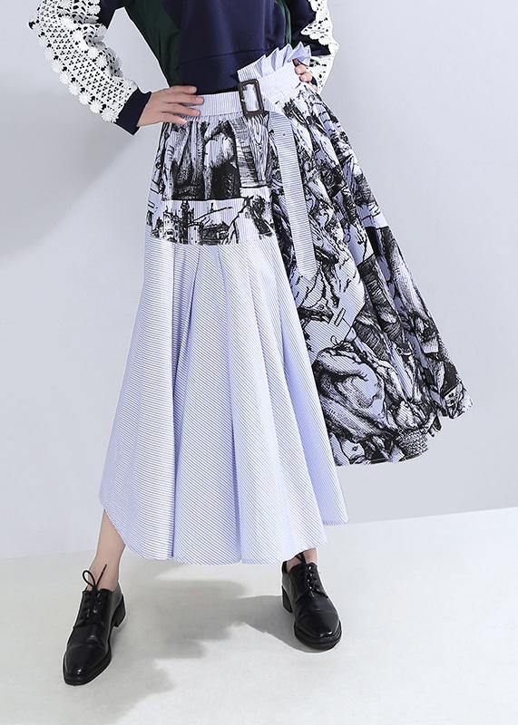 fall new women wild patchwork skirts high waist asymmetric maxi skirts