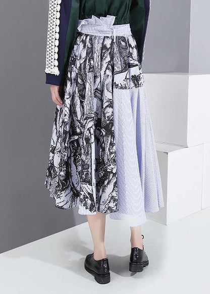 fall new women wild patchwork skirts high waist asymmetric maxi skirts