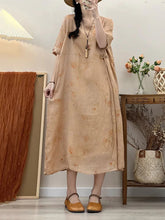 Load image into Gallery viewer, Plus Size Women Rerto Summer Print Loose Travel Ramie Dress