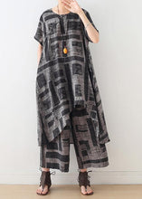 Load image into Gallery viewer, Blue Prints Casual Cotton Blend Two Pieces Side Open Tops And Elastic Waist Wide Leg Pants