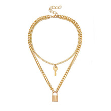 Load image into Gallery viewer, Retro key lock pendant necklaces for women fashion geometric elements