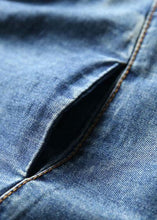 Load image into Gallery viewer, new denim blue cotton short sleeve o neck tops and big pockets pants two pieces