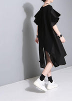 new fashion black cotton blended skirts women casual side open skirts