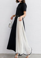 summer black chiffon casual maxi skirts women patchwork nets yarn beach skirts