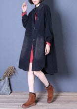 Load image into Gallery viewer, fine fall denim black lapel Large pockets overcoat