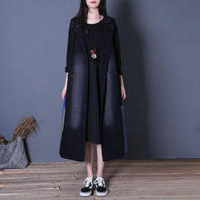 Load image into Gallery viewer, fine oversize fall outwear denim black Notched sleeveless coats