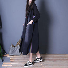 Load image into Gallery viewer, fine oversize fall outwear denim black Notched sleeveless coats