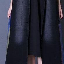 Load image into Gallery viewer, fine oversize fall outwear denim black Notched sleeveless coats