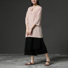 Load image into Gallery viewer, fine pure cotton blended tops plus size Light Pink Casual Summer Women Pullover Shirt