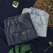 Load image into Gallery viewer, tyle summer wild pants plus size clothing light denim blue Work pockets trousers