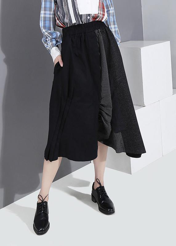 winter 2019 women cotton casual pants high waist patchwork asymmetric skirts
