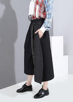 winter 2019 women cotton casual pants high waist patchwork asymmetric skirts