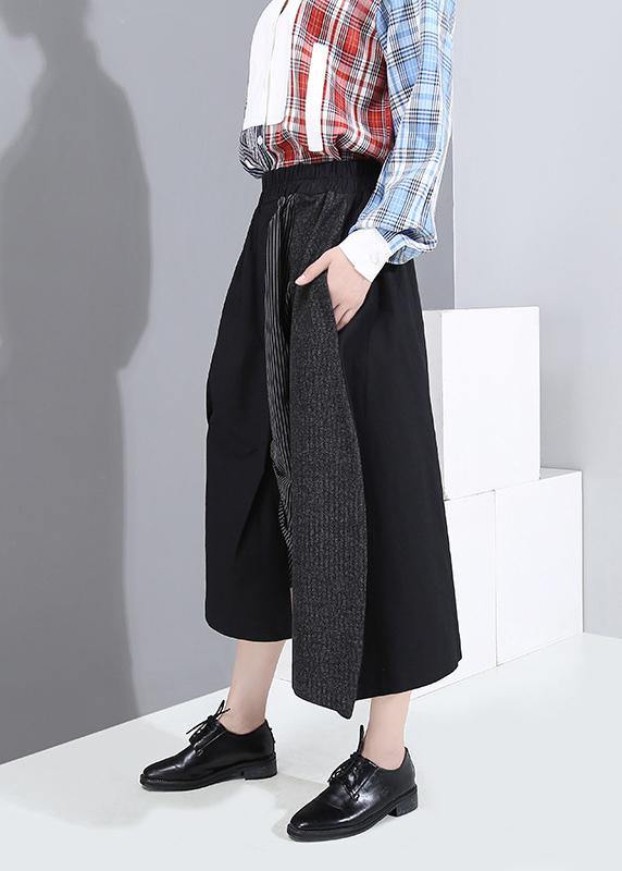 winter 2019 women cotton casual pants high waist patchwork asymmetric skirts