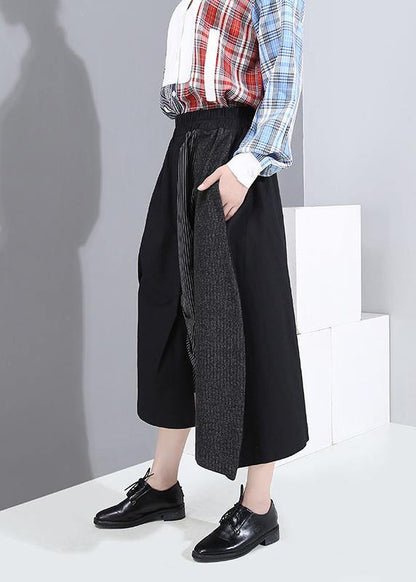 winter 2019 women cotton casual pants high waist patchwork asymmetric skirts