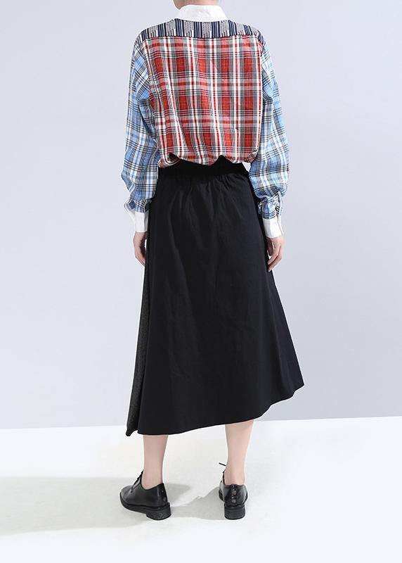 winter 2019 women cotton casual pants high waist patchwork asymmetric skirts