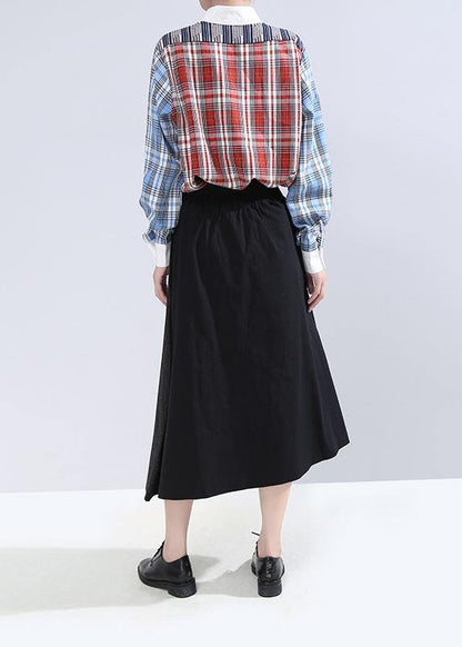 winter 2019 women cotton casual pants high waist patchwork asymmetric skirts